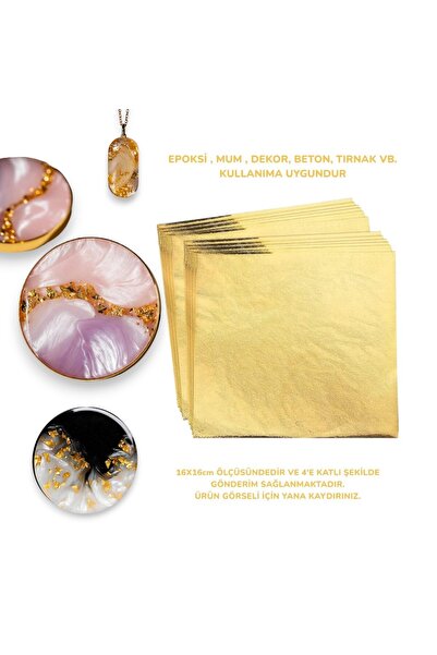 se7enhome Epoksi Reçine Altın Yaprak Varak , Altın Varak (5 Sayfa )