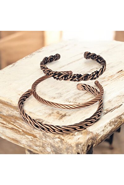 Zinnun Bakır El Yapımı Sadekar Üçlü Bilezik T2