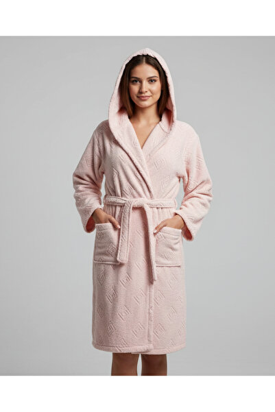 arashomecollection Organik Boyalı %100 Pamuk Pudra Pembe Bornoz Oversize Çeyi...