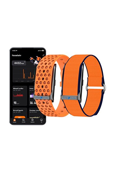 NITOPLAY Bratara Smart Fitness Inteligenta Nitoplay®, 2Curele Oranj, Bluetooth, GPS, Android/iOS
