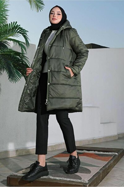 TRENDTESETTÜR KADIN HAKİ CEPLİ ŞİŞME MONT T 5444