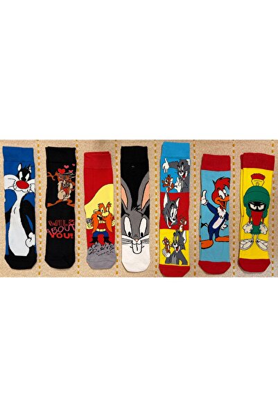 AL Bİ 90LIK Забавни чорапи с мотиви от Looney Tunes, 7-пакет