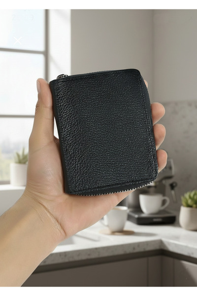 Duke Nickle Black Vegan Leather Men's Wallet - Zippered, Money Compartment, Card Holder - Stylish and Useful
