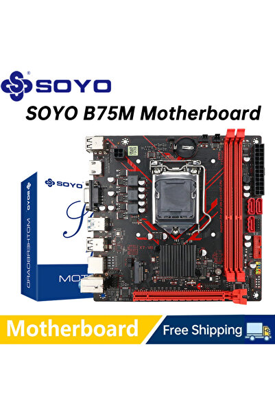 Choice لوحة أم SOYO B75M تدعم M.2 NVME PCIEx8 DVI، تدعم ذاكرة DDR3 ثنائية الق...