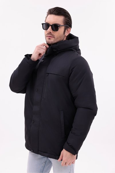 blayn jeans Erkek Polarlı Kürklü Su Ve Rüzgar Geçirmez Kapüşonlu Kışlık Mont & Kaban & Parka