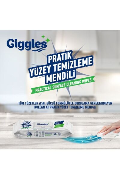 giggles Pratik Yüzey Temizleme Havlusu 50'li 1 Paket 50 Havlu