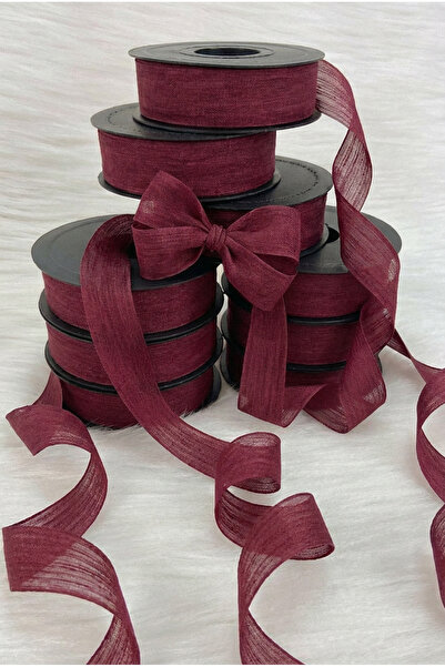 ZEYMERADE Bordo Keten Nopeli Kurdele 2,5 Cm 20 Metre, Bohça Çeyiz Özel Gün Hediye Süsleme Kurdelesi