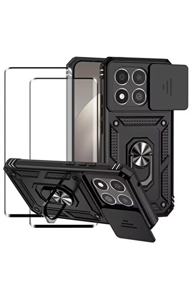 Lukione متوافق مع غطاء هاتف Xiaomi 15T، وواقي شاشة من الزجاج المقوى، وحامل حل...