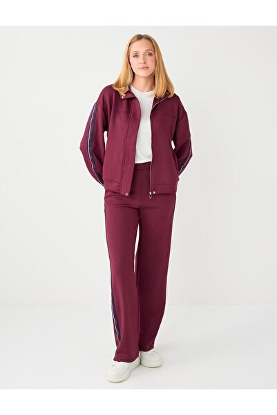 Jimmy Key Burgundy Regular Waist Regular Leg Modal Knitted Pants