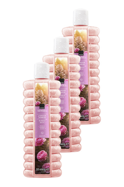 AVON L'Amour Sunrise Gül ve Kehribar Kokulu Banyo Köpüğü 500 Ml. Üçlü Set