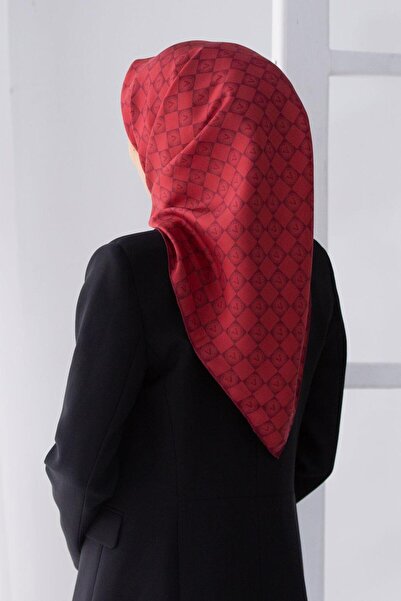 Vissona %100 Twill İpek Monogram Desenli Bordo Renkli 90x90 Eşarp Dikim Şekli...
