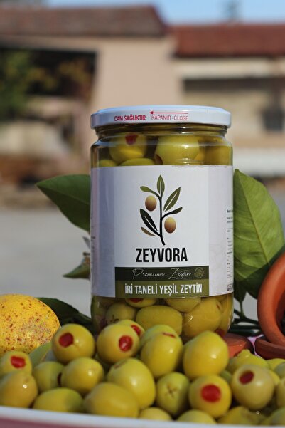 Zeyvora Premium Biberli Yeşil Zeytin İri Taneli (400gr)