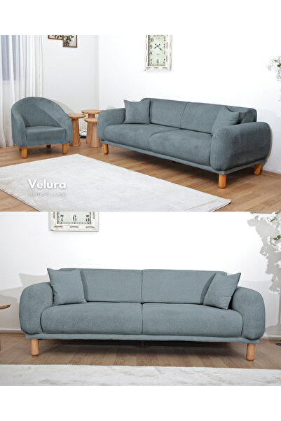 Velura Home & Living Lara Koltuk Takımı & Oturma Grubu - Turkuaz (3+1)