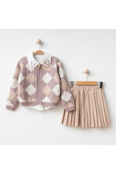 My Lusa baby wear My Lusa Baby Maral Kız Çocuk Triko Ceketli Pile Etek Takım ...