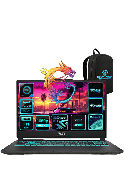 MSI Cyborg 15 A13VE-1252XTR i5-13420H 16GB RAM 1TB SSD RTX4050 15.6"FHD WİN11PRO NOTEBOOK+OKATECH ÇANTA