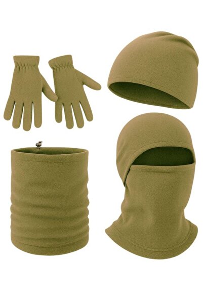 SINGLE SWORD Mănuși Polar Beanie Guler și mască pentru gât - Bej