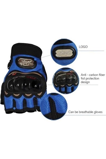 SINGLE SWORD Yarım Motosiklet Eldiveni Korumalı Mavi XL