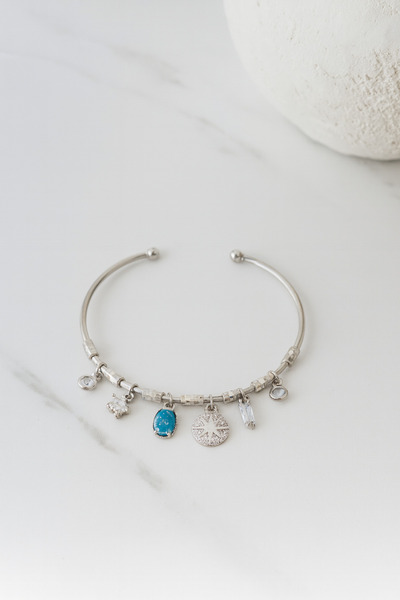 Minia Charm Sallantılı Mavi Taşlı Kararmaz Altın Renk Ayarlanabilir Kadın Bil...