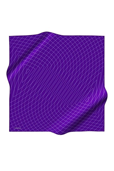 Vissona 100% Twill cu model în dungi alb - culoare violet 90x90 eșarfă Forma ...