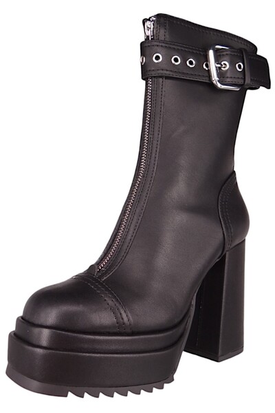 Buffalo Damen Elegante Stiefelette May W Zip Boot 1220063 Schwarz Black Kunstleder