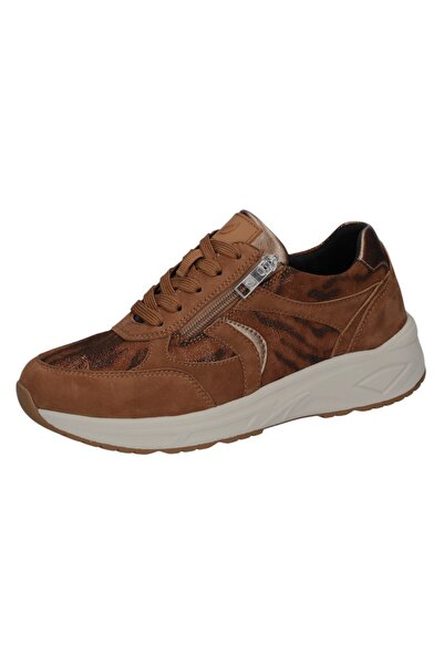 Waldläufer Damen Low Sneaker H-Jill Low Top 703002 106 Braun 064 Cognac Leder mit EVA & herausnehmbar