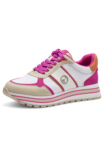 Tamaris Damen Low Sneaker 1-23727-42 Mehrfarbig 595 Fuxia Comb Lederimitat/ Textil