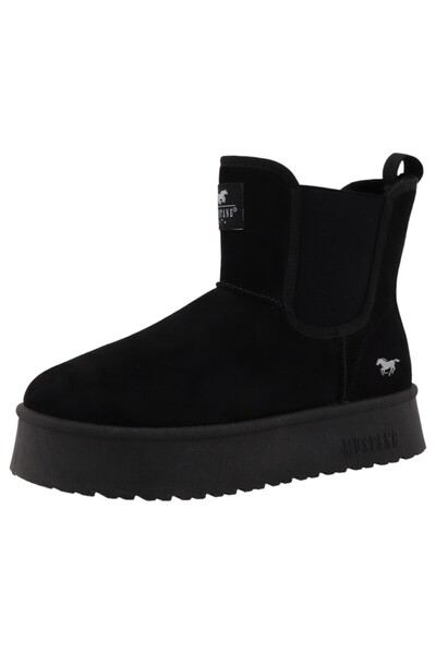 Mustang Damen Elegante Stiefelette Winterschuhe 15M0202003 Schwarz 001 Black Lederimitat/ Textil
