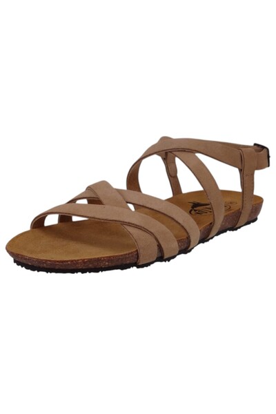 PLAKTON Damen Komfort Sandalen Mam Vali 575184 575184 Afelpado Beige Tan Leder