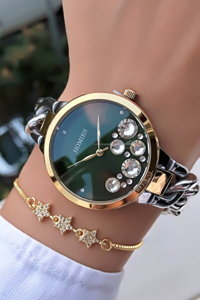 Homies Yeşil Kadran 2 Yıl Garantili Saat Bileklik Hediyeli