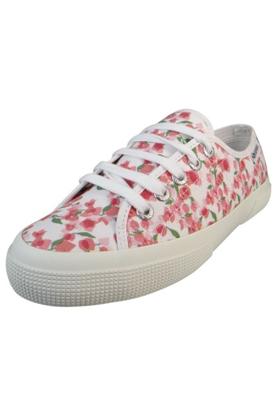 Superga Damen Low Sneaker 3750 Bouganvillea Print Leggera S71472W Weiß A8K Weiß Fuchsia Pink Textil