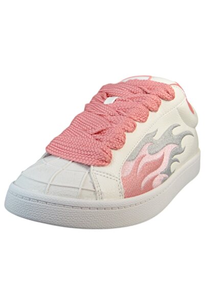 Buffalo Damen Low Sneaker Liberty Low Top 1636318 Weiß White Pink Kunstleder