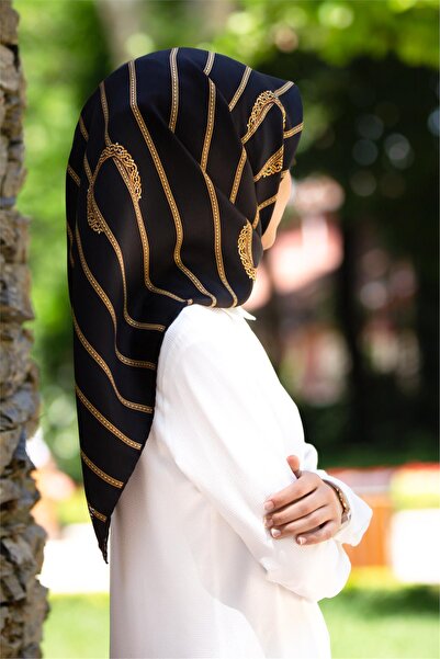 Vissona 100% твіл, шовковий ремінь з візерунком, чорний - чорний колір, 90x90...