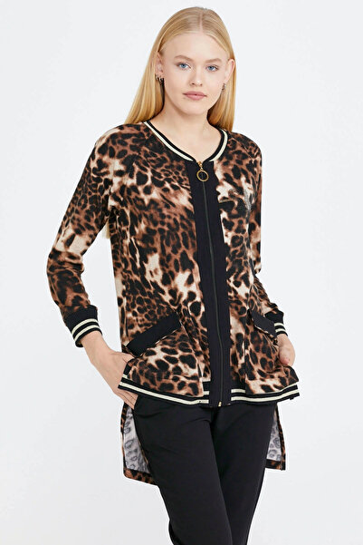 Sementa Set de trening pentru femei cu fermoar cu model leopard - negru