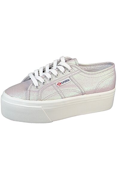 Superga Damen Low Sneaker 2790 Platform LAME Low Top S61174W Lila A1H Pastel Lilla Iridescent Textil/Synthetik