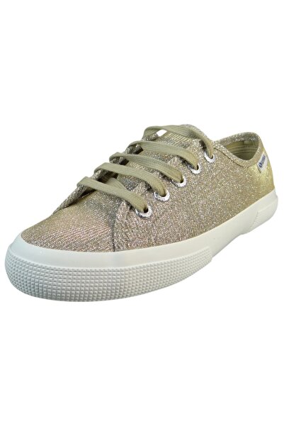 Superga Damen Low Sneaker 3750 Jersey Lame Leggera Low Top S4135ZW Goldfarben 340 Platinum Textil