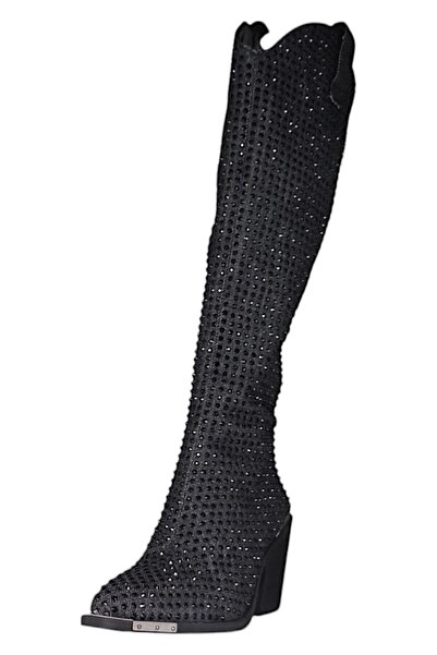Buffalo Damen Elegante Stiefel West Boot Hi Glam 1221049 Schwarz Black