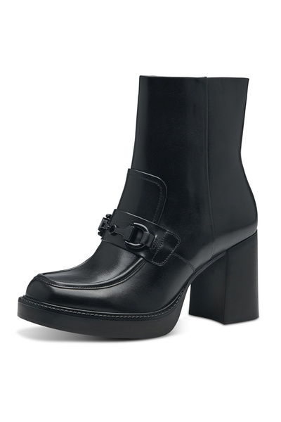 Tamaris Damen Elegante Stiefelette 1-25358-41 Schwarz 001 Black Leder mit TOU...