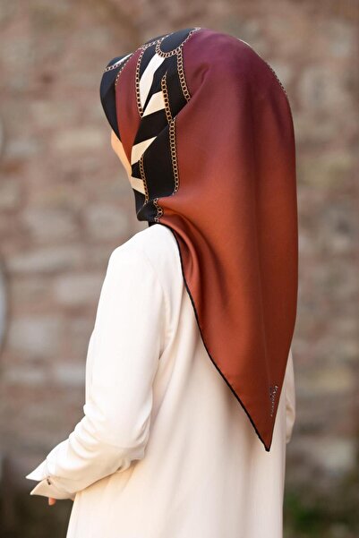 Vissona 100% twill de mătase cu model de linie de lanț maro - culoare neagră ...