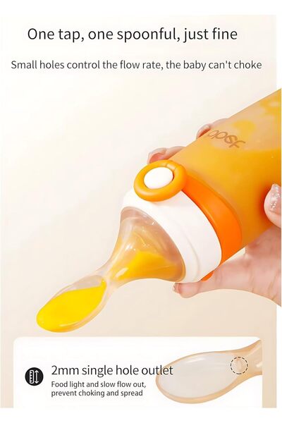 Twisoo Silicone Baby Food Feeder Bottle with Flip Button - 120ML BPA-Free Squeeze Feeder for Toddler