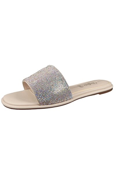 Buffalo Damen Pantoletten Riana 1601211 Silberfarben Beige/Silver Hotfix Kunstleder