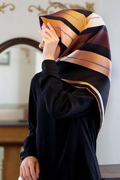 Vissona 100% keper Svila Geometrijski šara četke Sa deznom crno - bež boje 90...