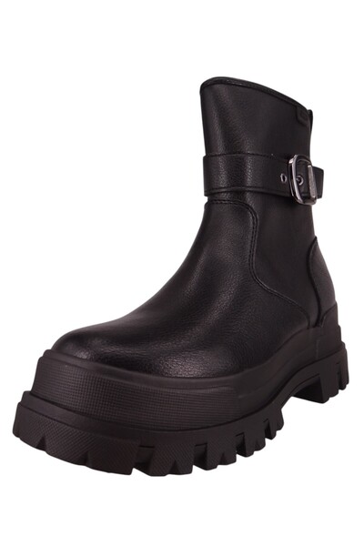 Buffalo Damen Sportliche Stiefelette Aspha Bootie Buckle OS 1270117 Schwarz Black Kunstleder