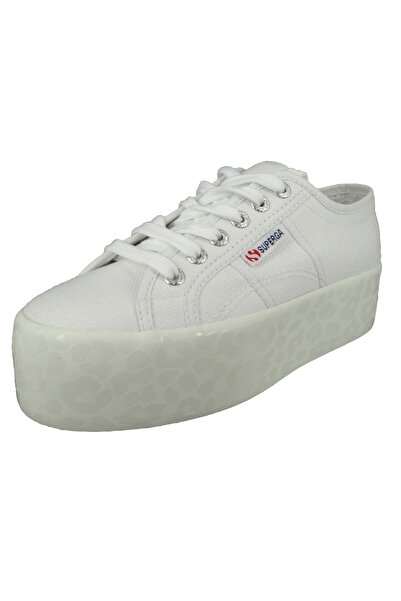 Superga Damen Low Sneaker COTW SHINYPRINTEDFOXING S71161W-2790 Weiß AAF white leopard Textil