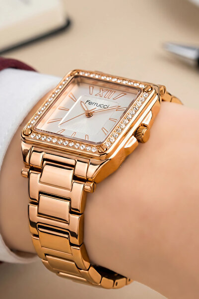 Ferrucci Rose Çelik Kordon Taşlı Çelik Kasa Kadın Kol Saati Fc.14169m.02 Sdfer102
