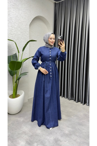 M O L İ T A Piliseli Kalın Kot Denim Elbise