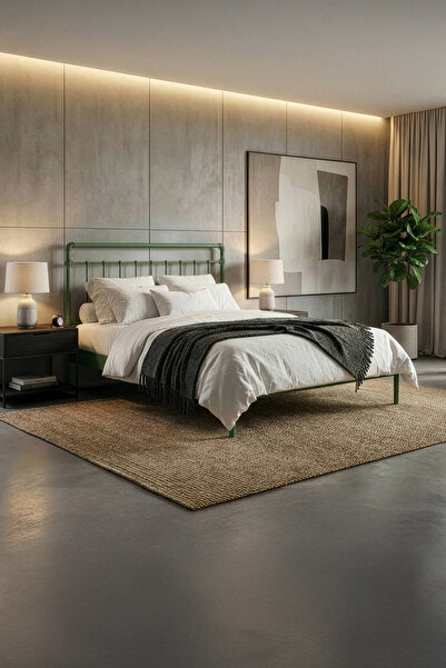 Unimet Odin-S Çift Kişilik Metal Karyola-Yeşil (AHŞAP LATALI)