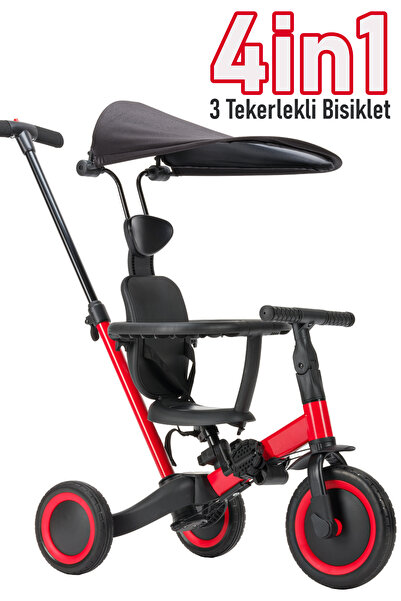 Minion Ebeveyn Kontrollü Üç Tekerlekli Bisiklet - 4in1 - Kırmızı
