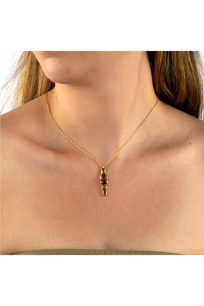 innuendo jewelery Five Stone Necklace with Different Cut & Different Color in Gold Color