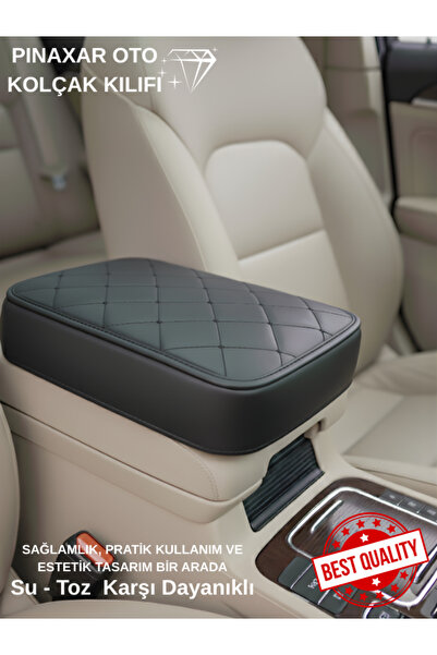 pınaxar Volkswagen Passat B6 2005-2010 Deri Oto Kolçak Kılıfı, Kaliteli Süngerli Siyah Nakışlı.