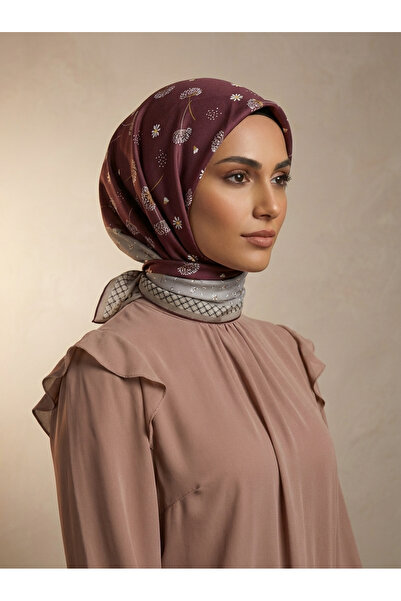 Armine Nostalji Serisi - Çiçek Desenli İpek Eşarp